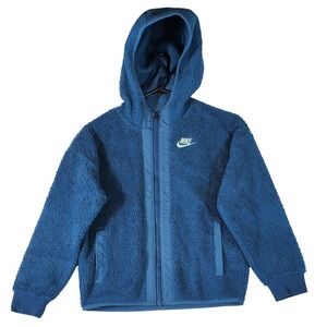 Nike Sportswear Heritage Sherpa Fleece Full Zip Hoodie Blue DV3063-460  Small